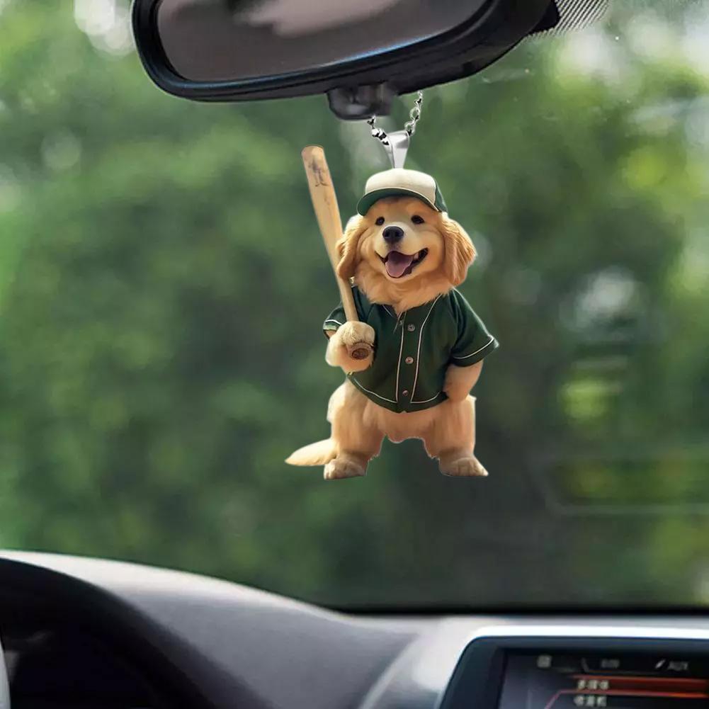 Cute Dog Shaped Acrylic Pendant for Backpack Car Home Decoration with Lanyard Easy To Hang Flat Adorable Animal Theme Accessory