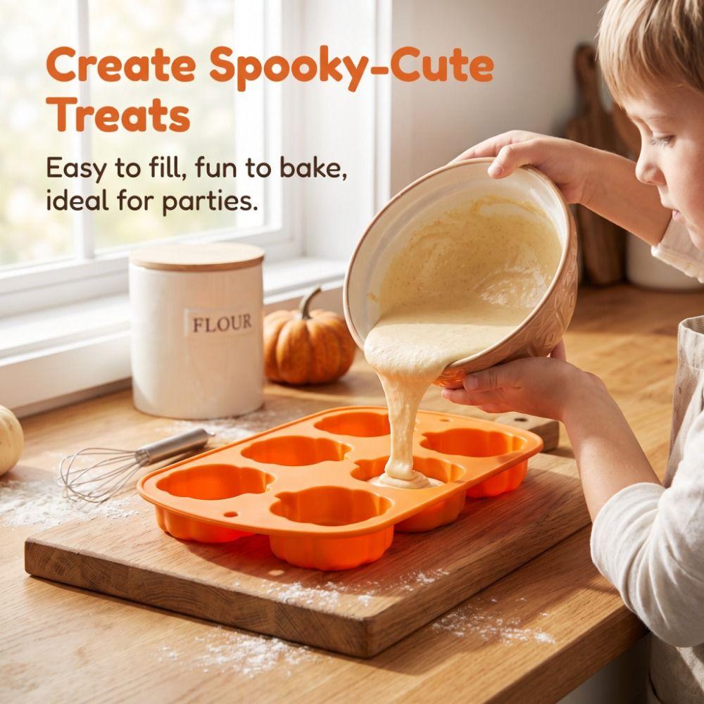 1/2Pcs Flexible Halloween Cake Mold Pumpkin Shape Silicone Baking Mold Baking Tool