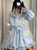 XHSUKADO Lolita Long with Flared Dreamy Cute Cat Claw Big Ruffle School Cultural Size M Women's Dress, Sleeves, Sleeves, Ribbon, Accessory, Collar,
