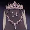 Water Drop Crystal Bridal Jewelry Sets Women Bride Tiara Crowns Earring Necklace Set Princess Wedding Dress Jewelry Accessories