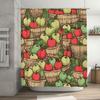Red Green Apple Shower Curtain - Farmhouse Basket & Leaves, Waterproof Rustic Bath Decor for Christmas