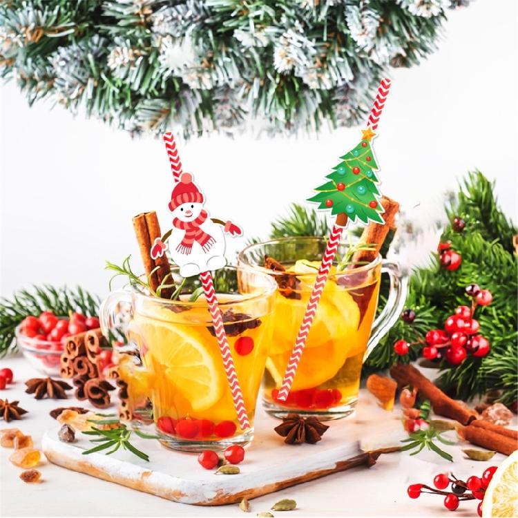 Disposable Paper Straws Christmas Beverage Crafts Party DIY Projects