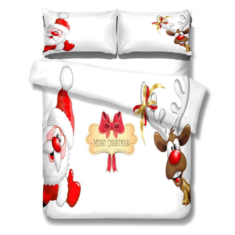 3D Digital Printing Bedding Four-Piece Set Three-Piece Set Christmas Bed Sheet Quilt Pillow