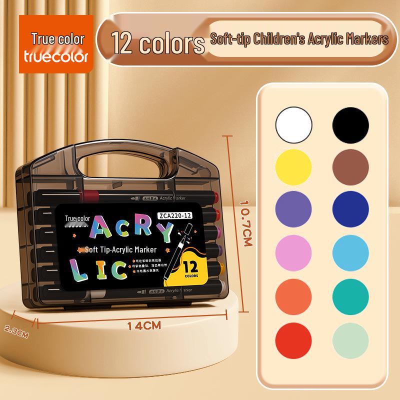 

Набор из 80 акриловых маркеров True Color с мягким наконечником - Черный ящик, не протекают и штабелируются, для студенческого творчества