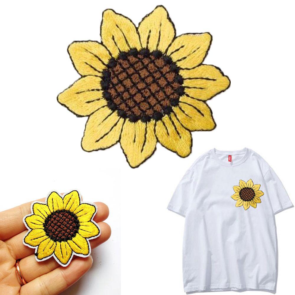 

Girl Sunflower T Shirt For Clothing Iron On Patch Embroidered Applique Cloth Stickers