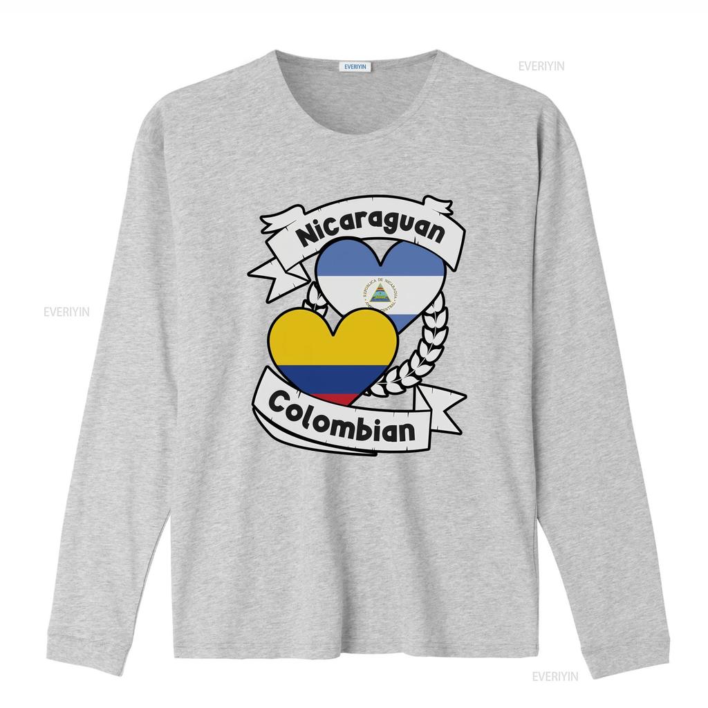 Nicaraguan Colombian Heart Flags Nicaragua Colombia T Shirt Vintage Washed Casual Comfortable Breathable Stretched