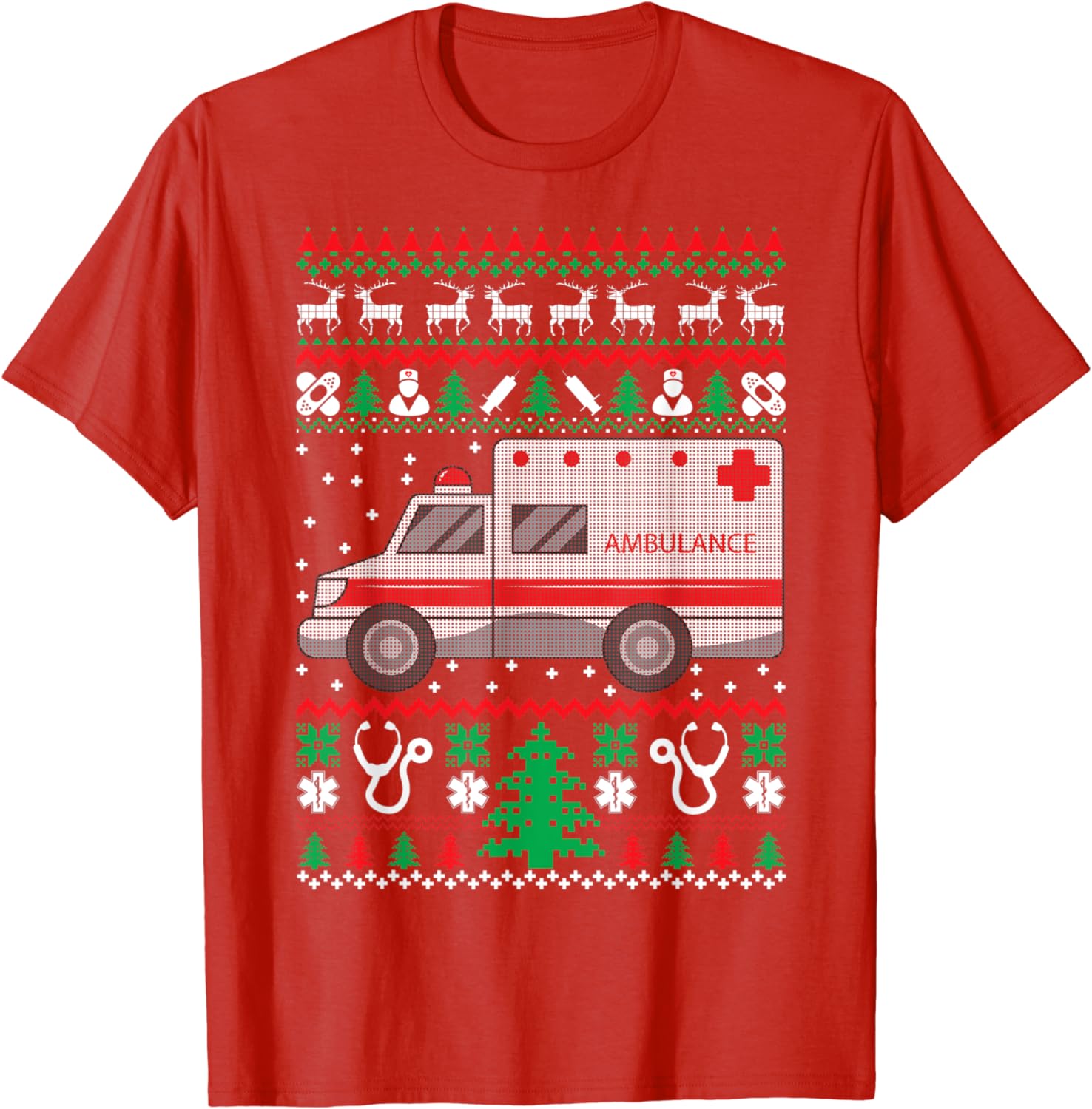 

EMT EMS Ambulance Ugly Christmas Sweater Paramedic Gifts TShirt 100 Cotton ONeck Short Sleeve Casual Mens Tshirt Size S3XL S