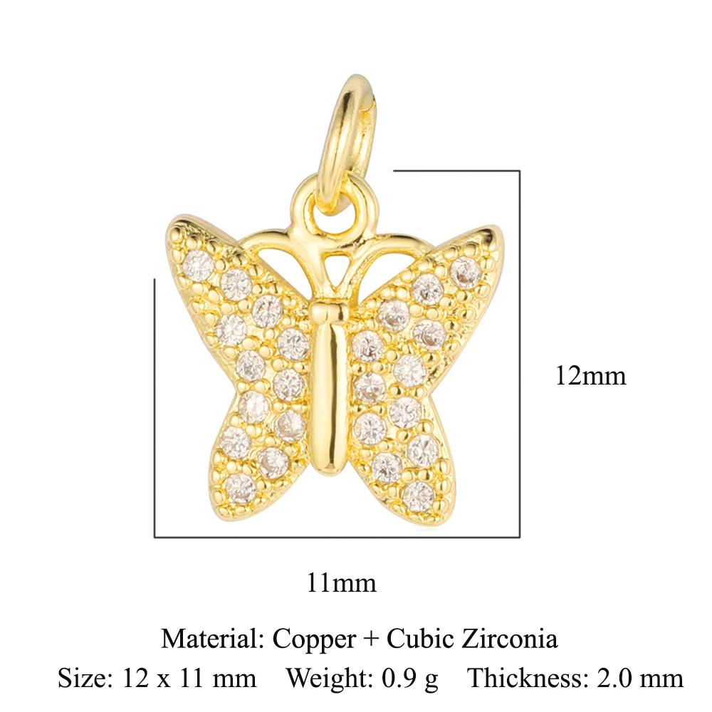 Trendy Brass Cubic Zirconia Life Tree Crown Charm Women Fish Paw Cow Pendant DIY Jewelry Bracelet Earring