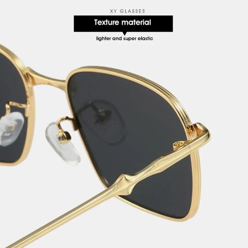 UV400 Rectangle Sunglasses Trendy High-Quality Metal Frame Punk Sun Glasses Travel Shades for Women & Men