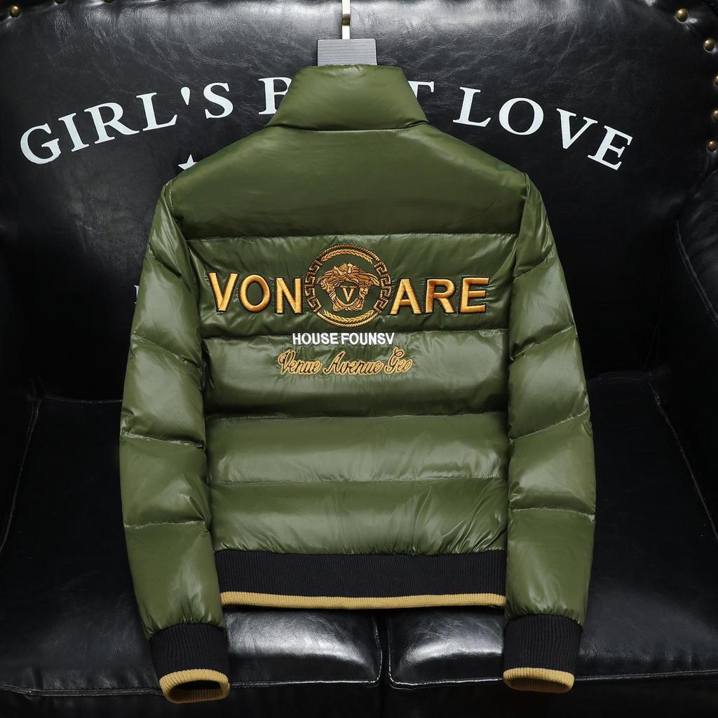 2025 European Winter Embroidered Stand Collar Men's Down Jacket: Casual Fashion for Youth