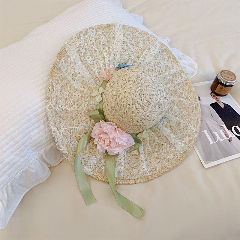 

Summer Women s Bowknot Straw Hat New Beach Big Brimmed Hat Foldable Travel Seaside Vacation Travel Outdoor Sunscreen Caps 54-59cm світло-рожевий колір