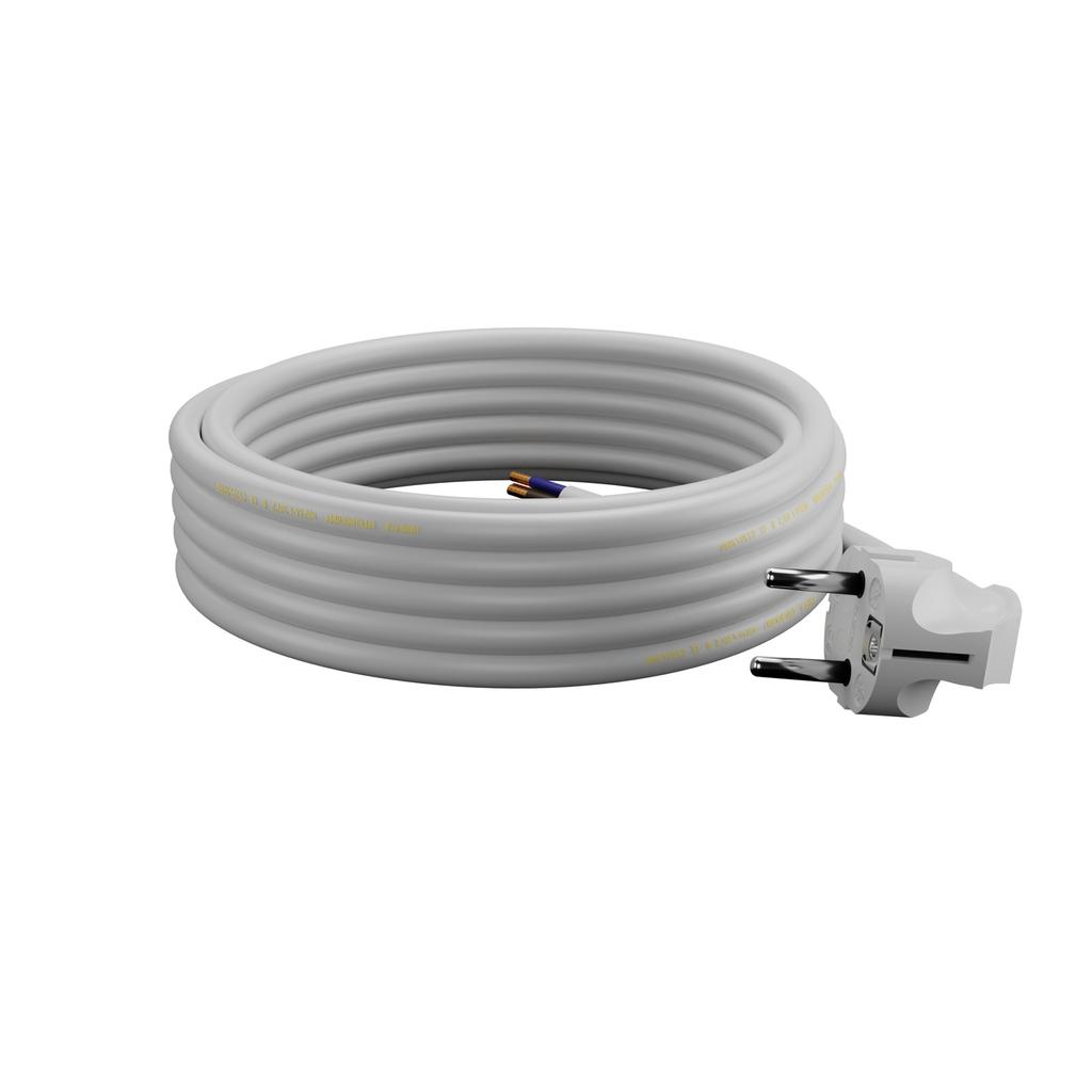 Przewód Zasilający Kabel Z Wtyczką Kątową 5M 3X1,5Mm2 Uni-Schuko Biały