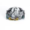 Moonlit Wolf Retro Leather Cowboy Belt Buckle