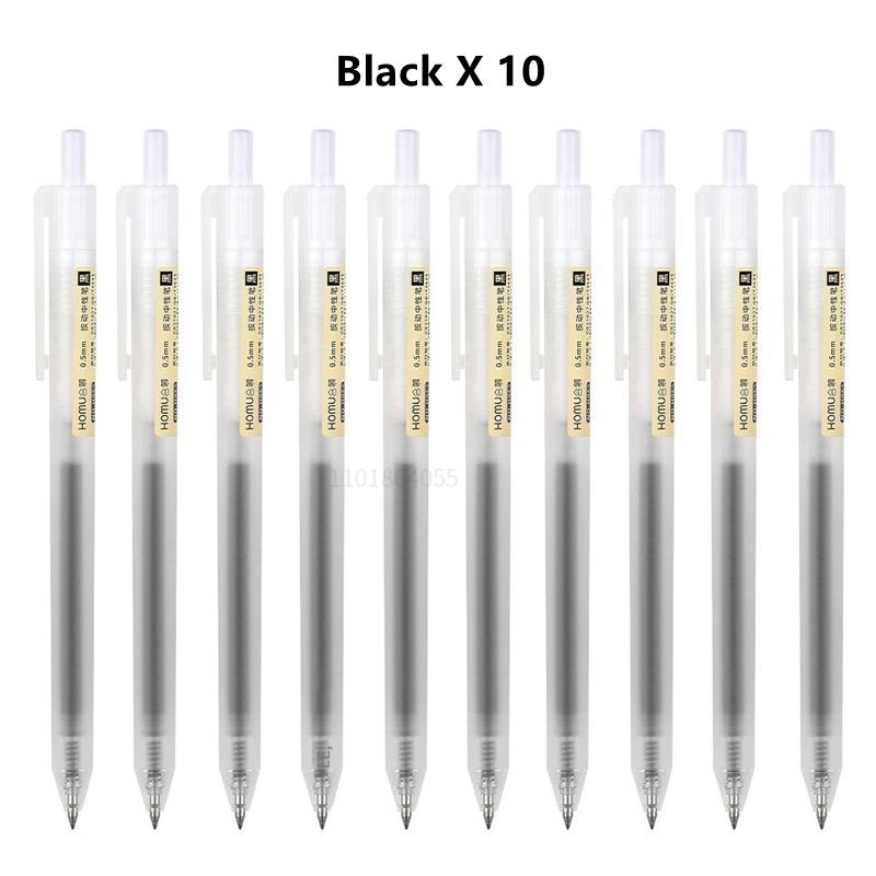 Conjunto de 6/10 Canetas de Gel Retráteis 0,5mm Tinta Preta/Azul Esferográfica Escrita Escritório Negócios Assinatura Material Escolar Papelaria