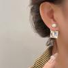Square Zirconia Pearl Earrings for Women. Light Luxury, High-end, Elegant Style, Large Earrings. A Retro Style, Suitable for Wearing Twice.