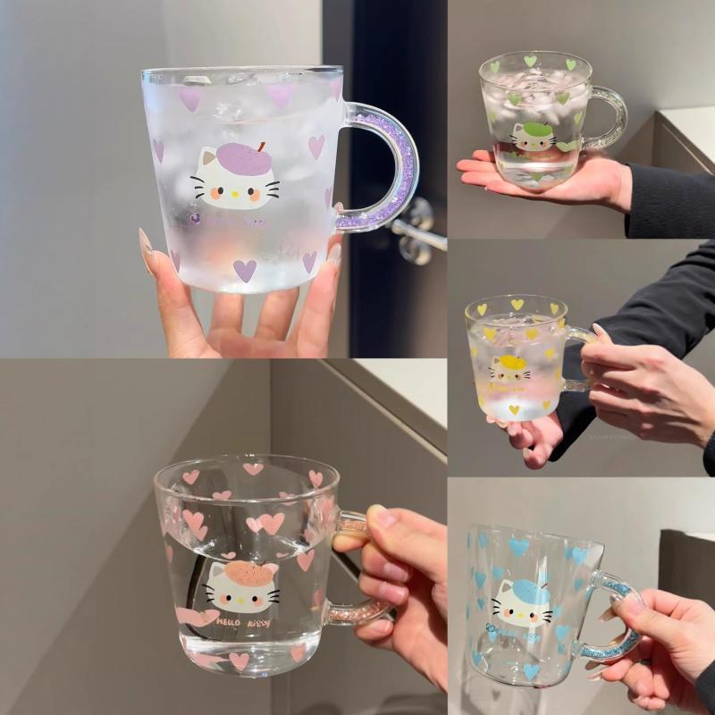 

Shineqi Macaron Heart Print High Borosilicate Glass Cup