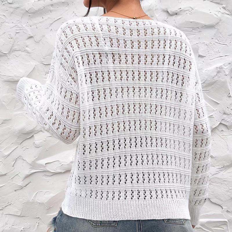 2024 Frühjahr/Sommer Europäischer und amerikanischer Hohlstrickpullover mit Rundhals