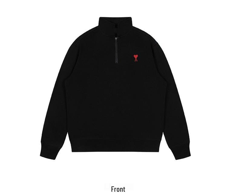 Men's Embroidered Half-Zip Stand Collar Hoodie 2024 - Comfortable, Versatile & Stylish for Autumn
