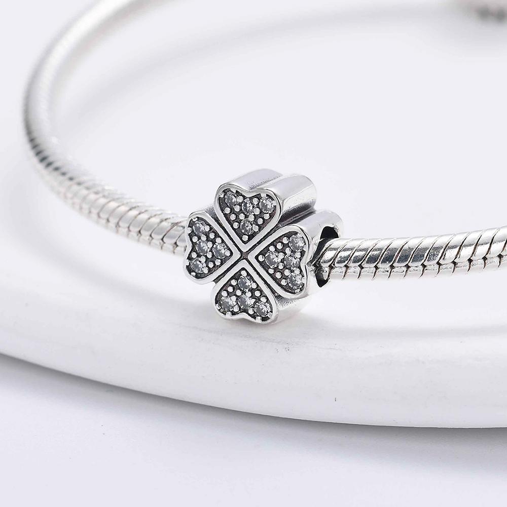 Original Copper Plated Accessories Fashion Charm Cactus Four-Leaf Clover Bead Fit Pendant Bracelet For Women Diy Jewelry Gift