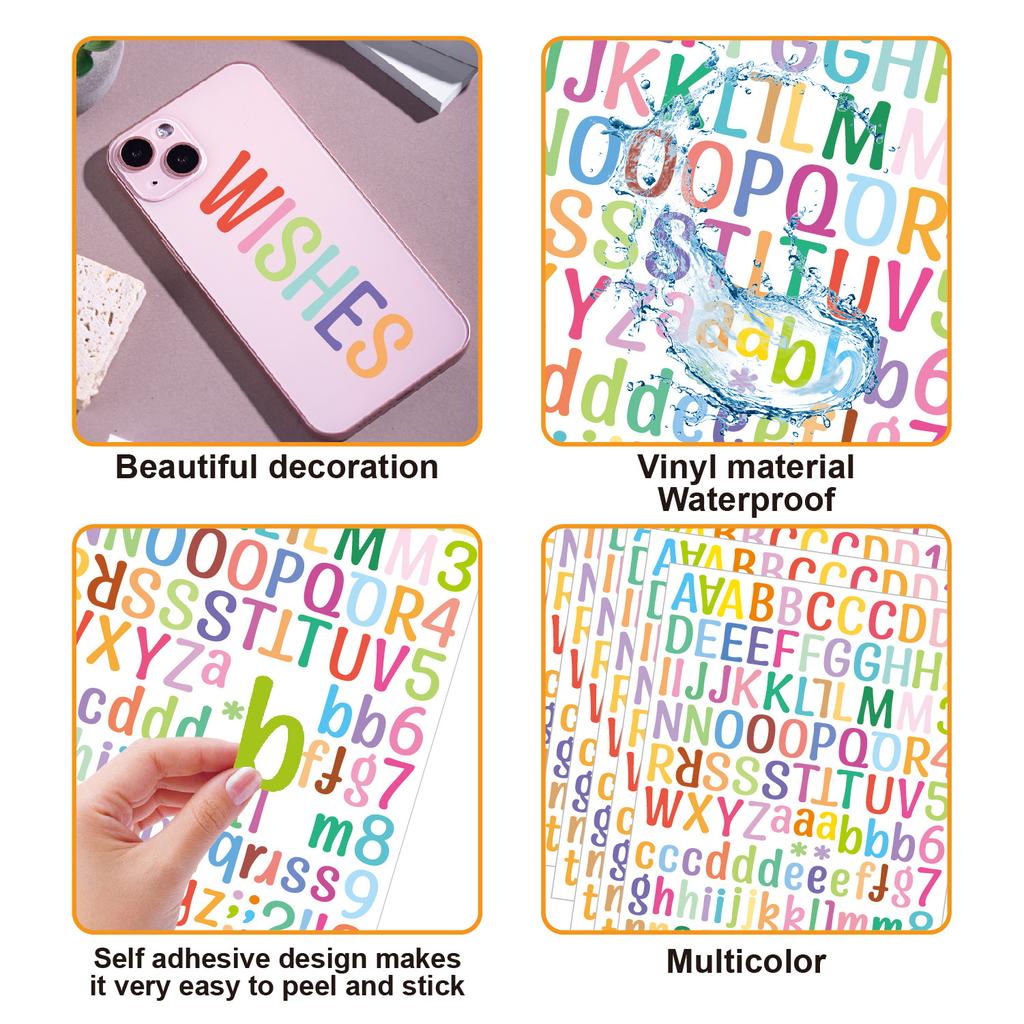 Letter Stickers European and American Home Decoration Personalized Toys Stationery Waterproof Color Digital Stickers Waterproof