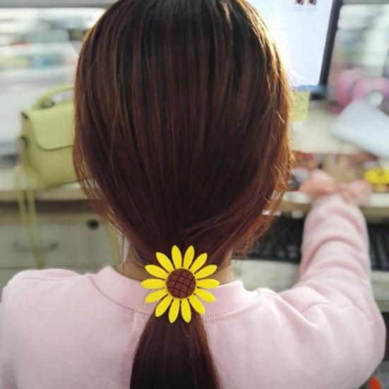 5 Stück Sonnenblumen-elastische Haargummis, Bänder, Seilringe, Pferdeschwanzhalter für Mädchen und Frauen