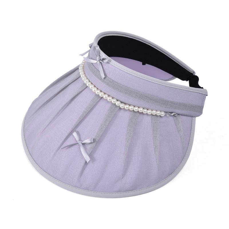 Summer Sun Protection Hat With Large Brim And Pearl Bow For Womens Outdoor Sunshade