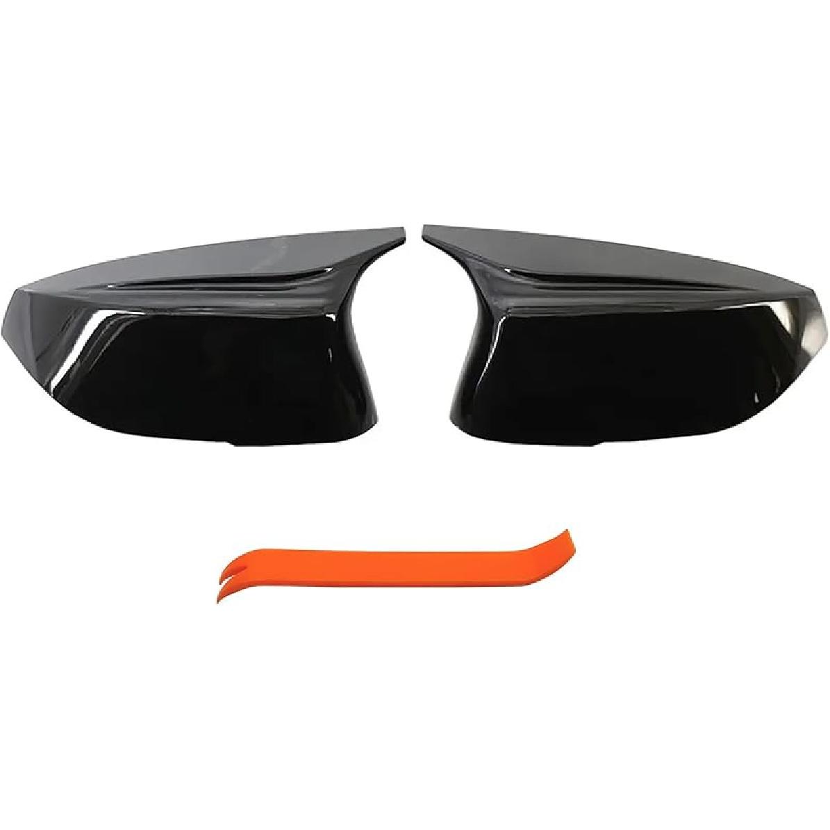 Horn Style Carbon Fiber Door Mirror Cover Cap Compatible With 2014- Infiniti Q50 Q60 Q70 QX30 Glossy Black