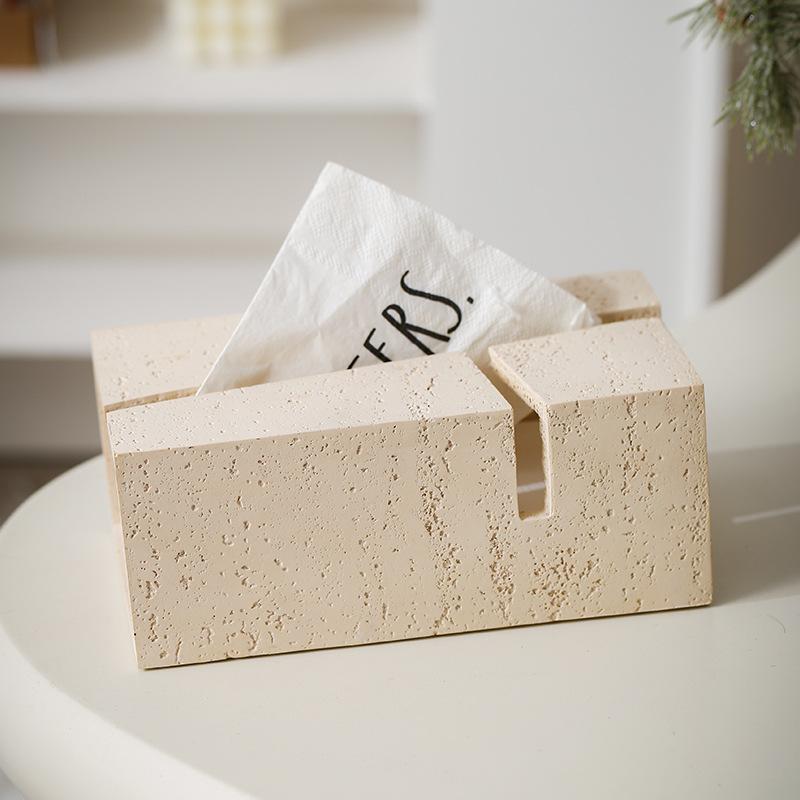 Sandstone Cave Stone Paper Box Guest Restaurant Bedroom Napkin Tissue Box Bathroom Toilet Tissue Storage Box Home Decoration