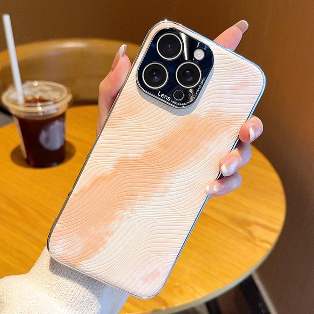 For iPhone 16 Pro Max Case Electroplated Watercolor PC+PU Leather Phone Back Cover