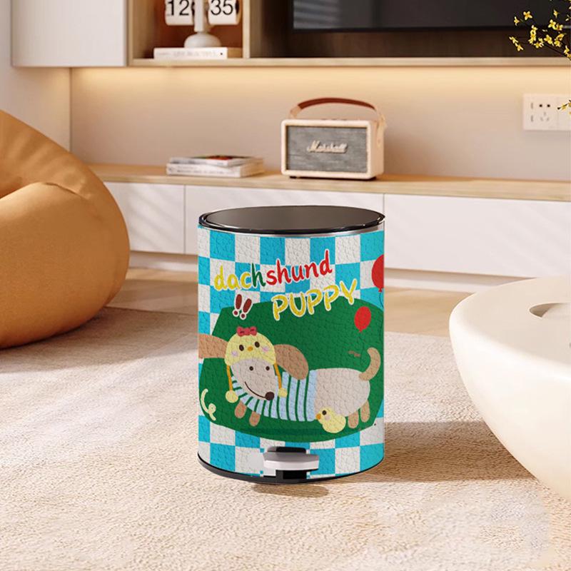 He Mu Cheng Double Layer Cartoon Stainless Steel Trash Can with Foot Pedal - Living Room & Kitchen