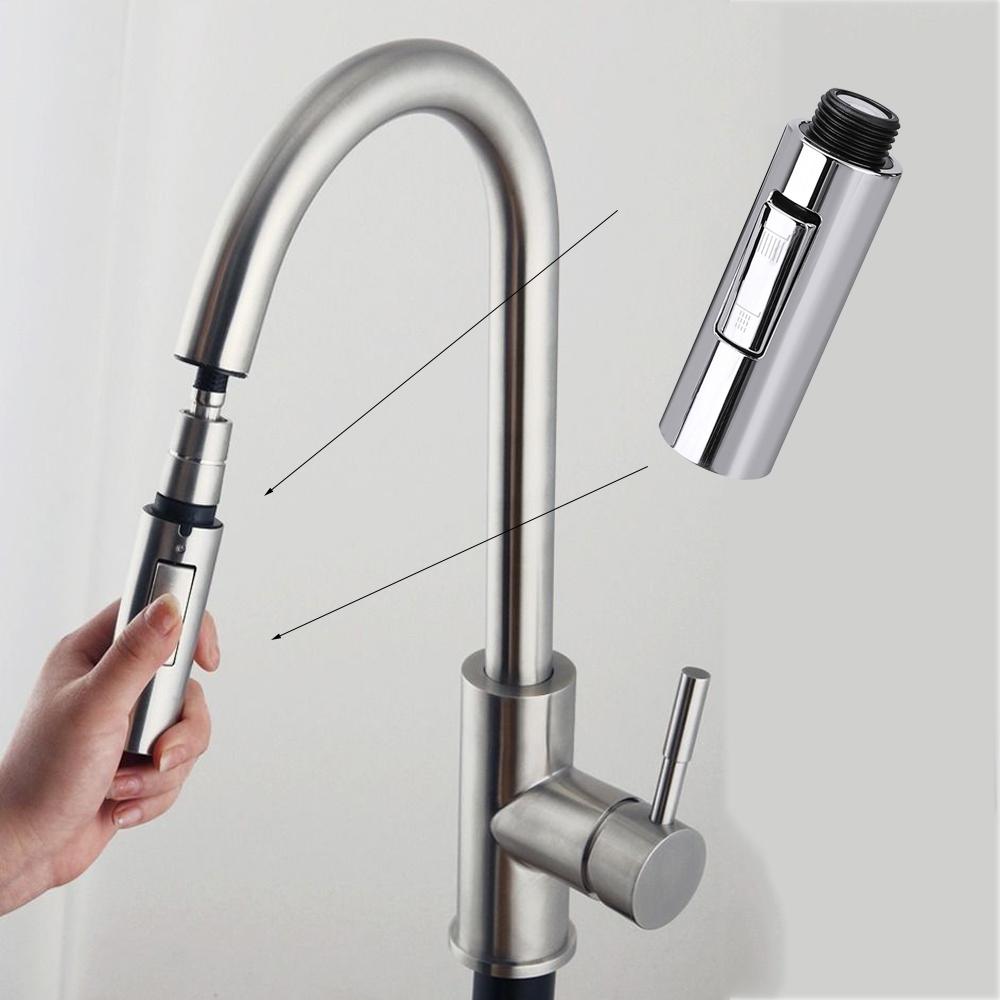 Universal G1/2 Pull-out Type Faucet Nozzle Kitchen Sink Shower Nozzle Sprayer Silver Black Water Saving Aerator Replacement Tap