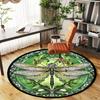1pc Dragonfly Stained Glass Round Chair mat Area Rug - Non-Slip, Floor Mat for Office, Bedroom, and Indoor Decor -1002267