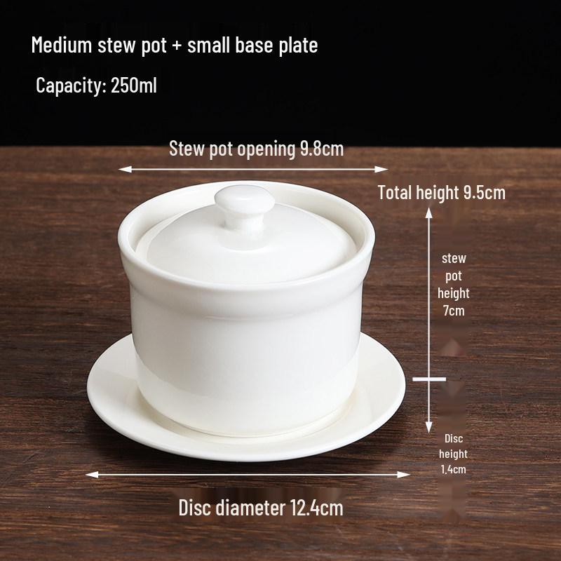 Keramik-Doppelkessel-Schmortopf mit Deckel für Suppe, Vogelnest und gedämpfte Eier