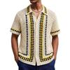 Men's American Casual Hand-Knitted Striped Cardigan Sweater - Hollow Design