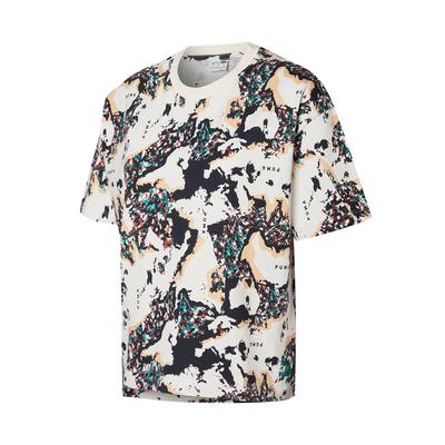 Puma Lässiges atmungsaktives Kurzarm-T-Shirt mit überschnittenen Schultern für Damen Oberteile Weiß Schwarz 587414-99