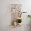Macrames Wall Shelf 3 Tiers Tassels Shelves for Wall Tapestry Hangings Shelves Cotton Rope Organizers Indoor Plant Decors
