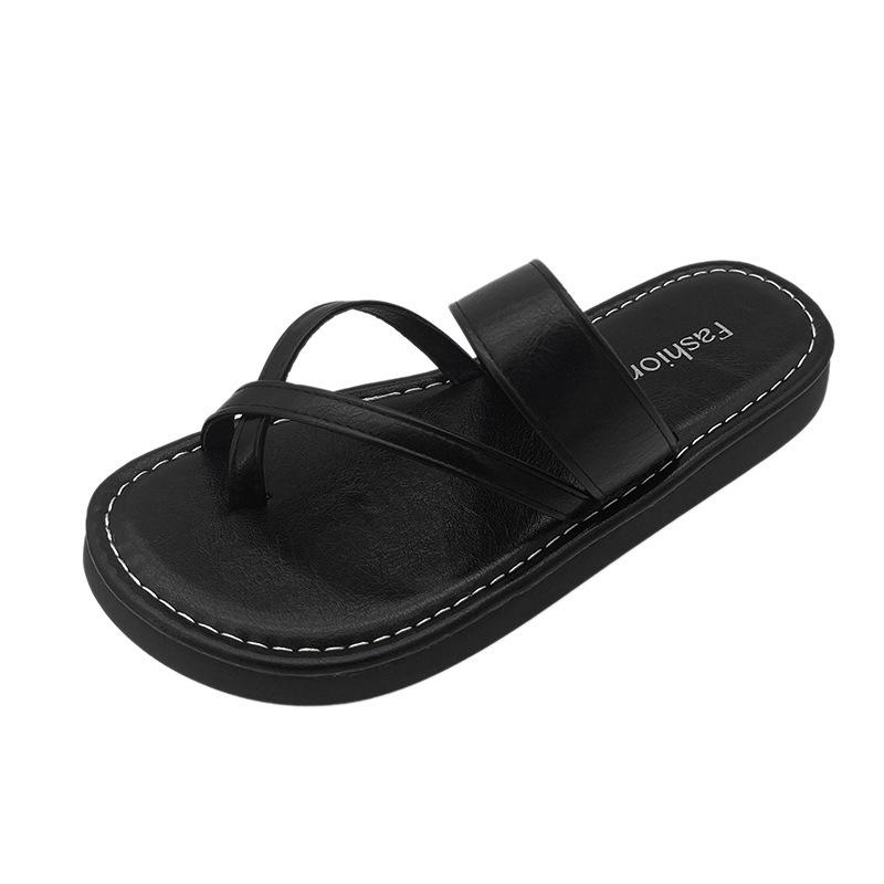 

Cross-strap toe slippers women s summer new casual versatile outer wear retro soft bottom comfortable beach slippers 40-41 (one size smaller)