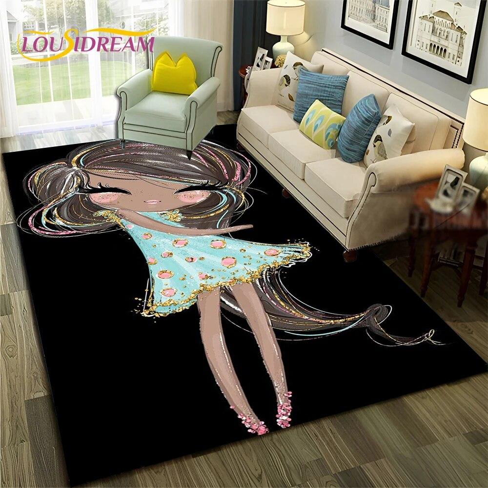 Cartoon Ballerina Fairy Cute Ballet Girl Carpet Rug for Home Living Room Bedroom Sofa Doormat Decor,Child Non-slip Floor Mat