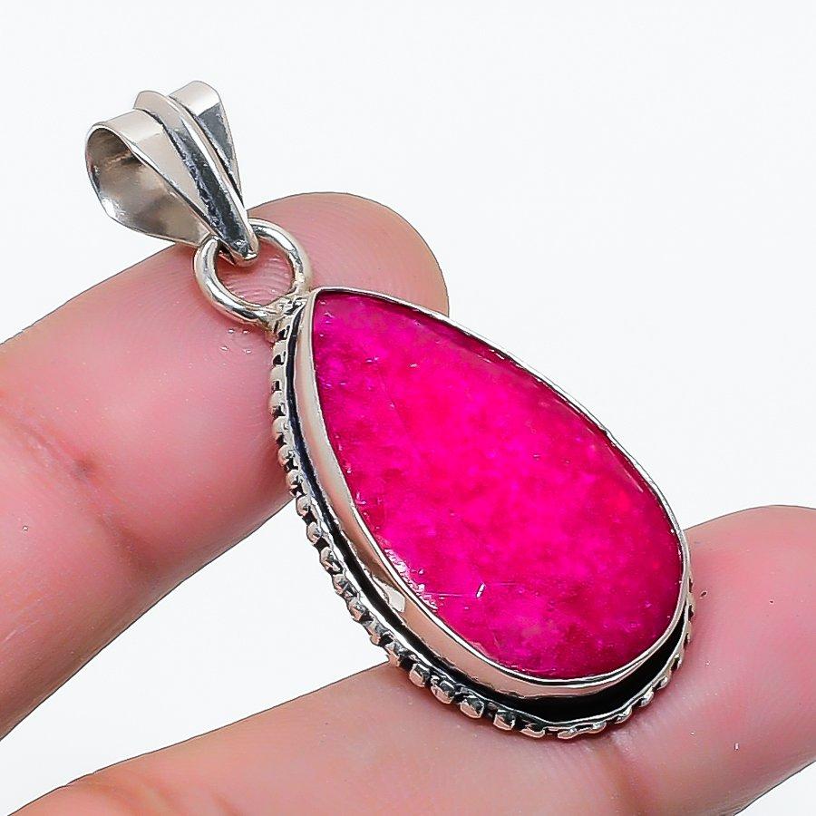 Natural Ruby(Simulated) Gemstone 925 Sterling Silver Jewelry Pendant 1.65  AP-15840