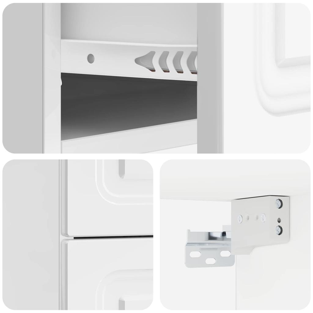 Wall Mounted Nightstand High Gloss White 34.5 x 33 x 40 cm