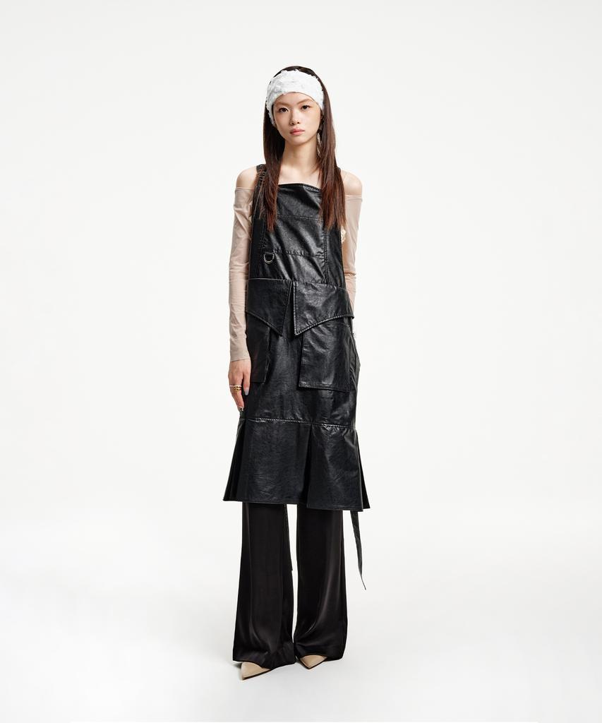 Eipeuleonwei Leather Fold Apron Dress