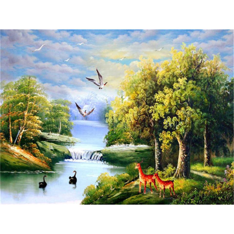 5D DIY full Round diamond painting &quot;landscape&quot; diamond embroidery cross stitch kit rhinestone picture decoration gift