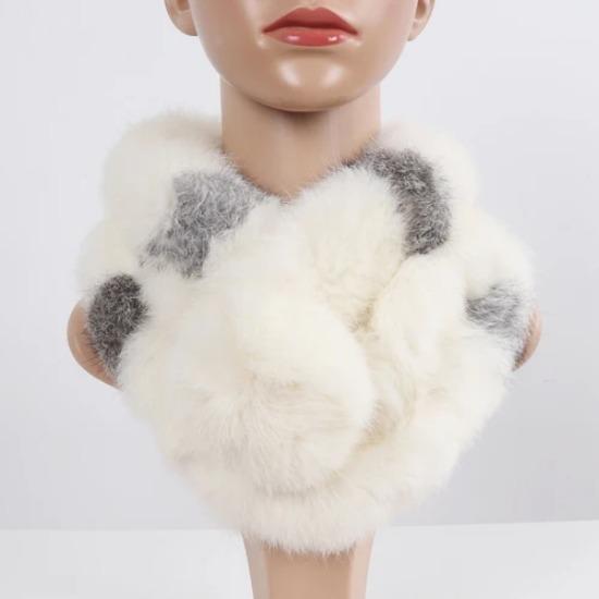 Neuer Damen Winter Schal aus echtem Kaninchenfell Handgestrickt Echte Kaninchenfellschals Damen Qualität Warm Echter Kaninchenfell Schal