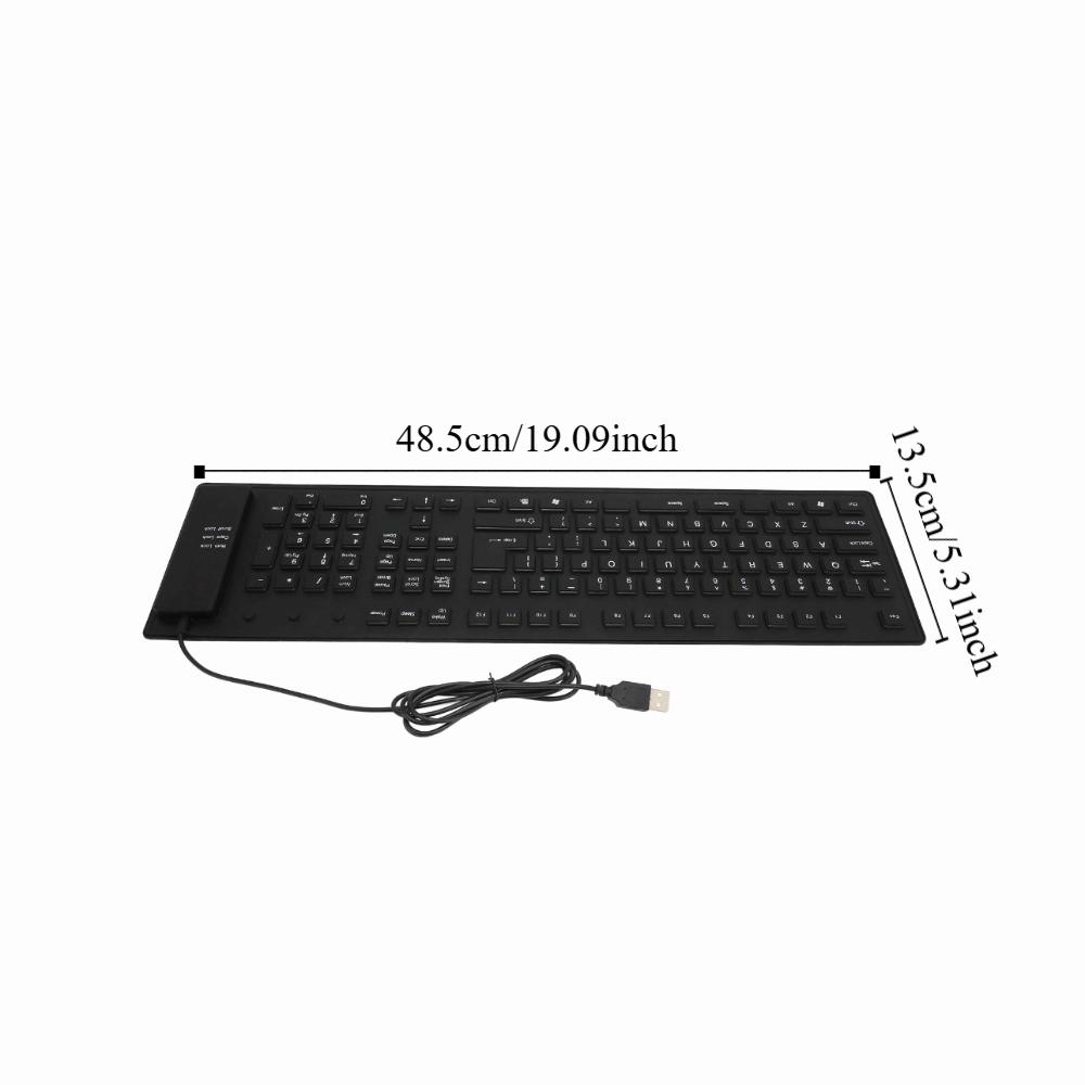 Waterproof USB Wired Keyboard 109 Keys Foldable Keyboard Portable Flexible Keyboard Desktop Laptop