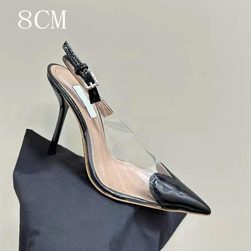 Summer 2025 New French Toe Cap, Pointed Toe, Transparent Pvc Fashion, Red High Heels