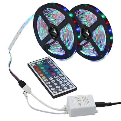 Tira de Led, 5M/10M 16,4 pés 3528 SMD 300LEDs RGB Kit de Luz de Tira de Led Flexível com Mudança de Cor + Controle Remoto IR de 44 Teclas para Decoração de Casa