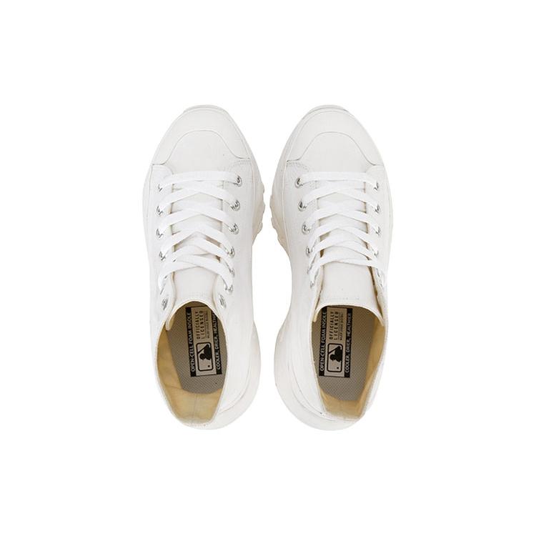 New MLB Chunky Anti Slip And Wear Resistant Breathable High Top Canvas Shoes Unisex White 32SHU1011-50I