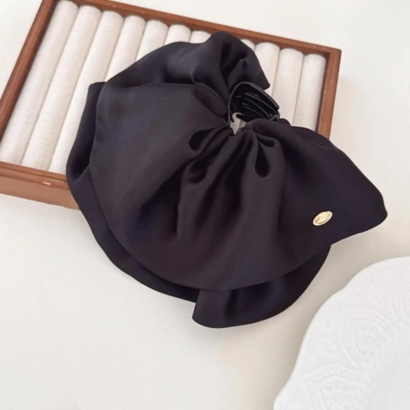 Satin Bow Claw Clip For Women Pure Color Butterfly Hair Clip Low Bun Clip Ethereal Hair Accessories Sweet Cute Ponytail Holder