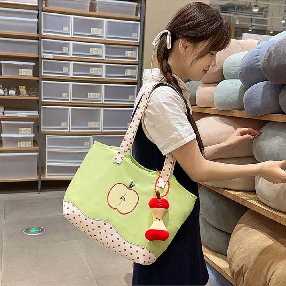 Message Bag Funny Handbag Solid Color Nylon Tote Bag All-match Fruits Shoulder Bag  Travel