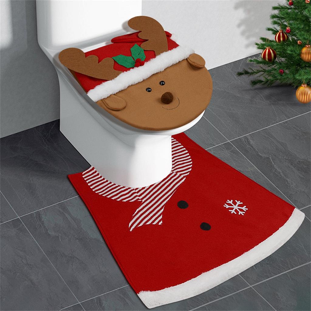 Santa Snowman Elk Toilet Two-piece Set